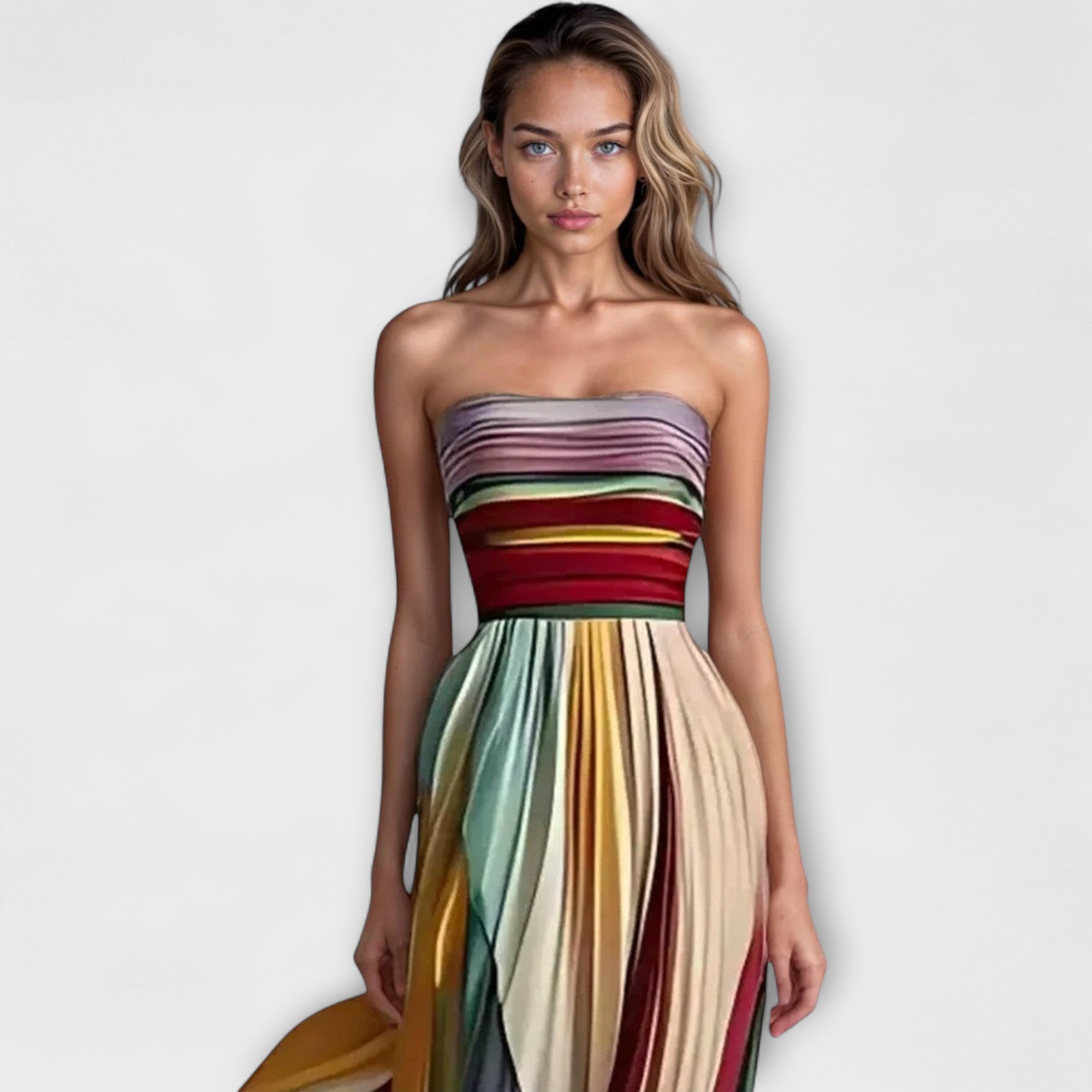 Women's Pleated Maxi Dress – Strapless Evening Dress – Avery