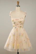 Women's Floral Embroidered Gown – Tulle A-Line Formal Evening Dress
