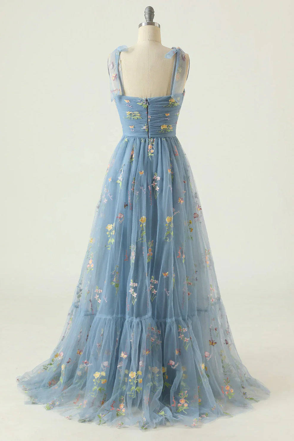 Women's Floral Embroidered Gown – Tulle A-Line Formal Evening Dress