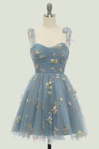 Women's Floral Embroidered Gown – Tulle A-Line Formal Evening Dress