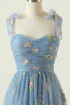 Women's Floral Embroidered Gown – Tulle A-Line Formal Evening Dress