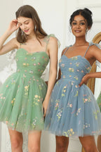 Women's Floral Embroidered Gown – Tulle A-Line Formal Evening Dress