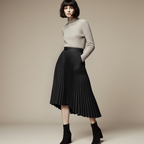 Women's High Waist Pleated Skirt – A-Line Midi Skirt