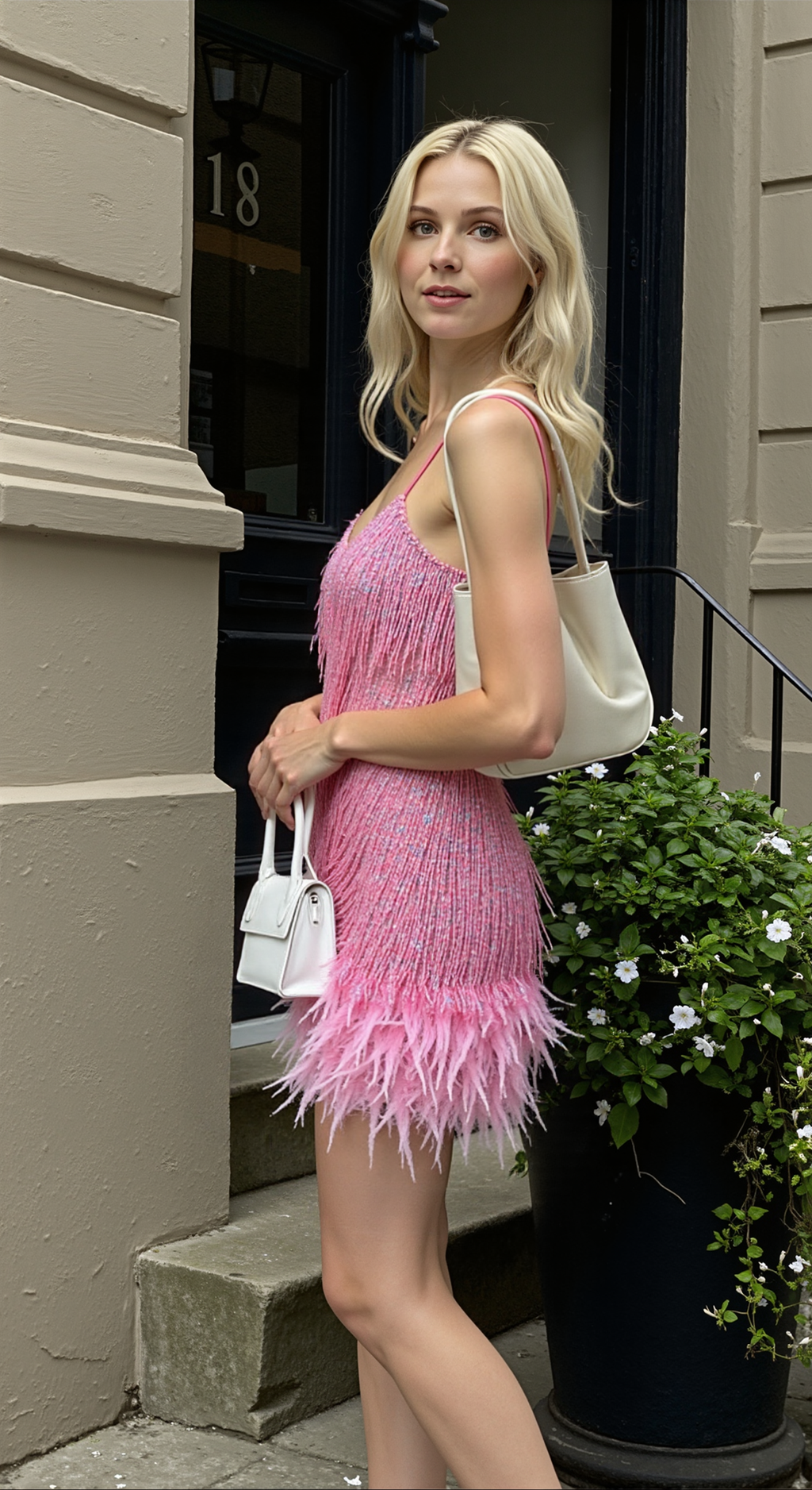 Women's Sequin Feather Cocktail Dress – Spaghetti Strap Fringe Party Dress