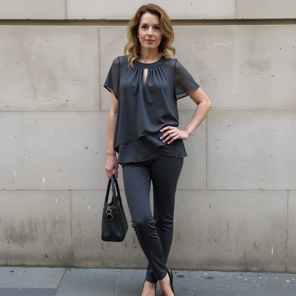 Women's Long Sleeve Pants Set – Relaxed Top & Matching Trouser Set