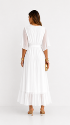 Women's Chiffon Wrap Dress – V-Neck Tie Waist Flowy Occasion Dress