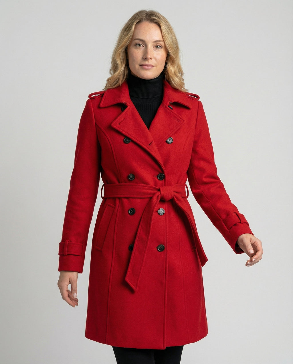 Women's Full Length Double-Breasted Coat – Tailored Lapel Overcoat