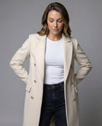 Women's Double-Breasted Winter Coat – Tailored Long Sleeve Overcoat