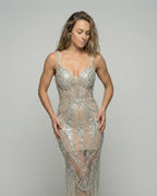 Women's Sequin V-Neck Midi Dress – Sleeveless Sparkle Cocktail Dress