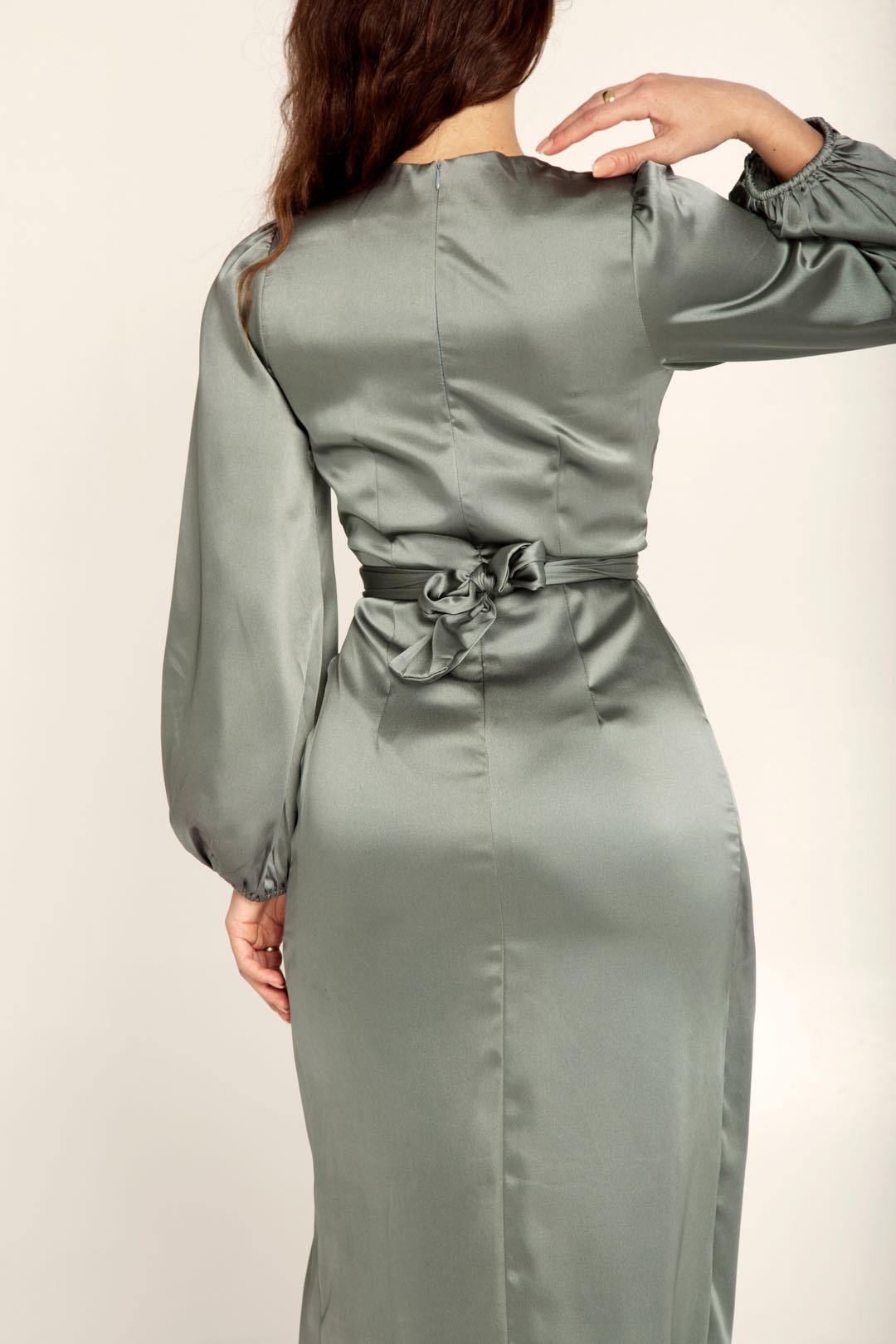 Women's Long Sleeve Maxi Dress – Tailored Waist Formal Evening Dress