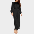 Women's Long Sleeve Maxi Dress – Tailored Waist Formal Evening Dress