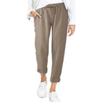 Women's Lightweight Pull-On Trousers – Elastic Waist Straight Leg Pants