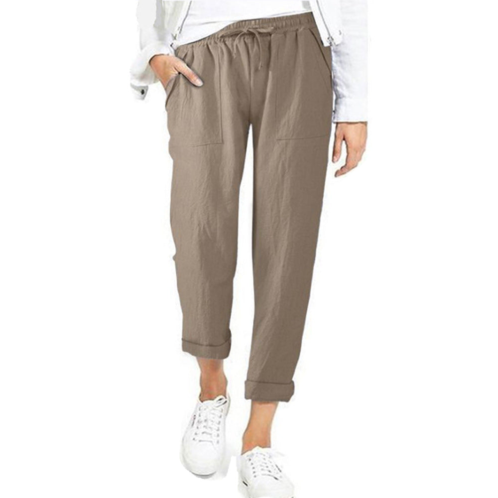 Women's Lightweight Pull-On Trousers – Elastic Waist Straight Leg Pants