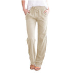 Women's Lightweight Pull-On Trousers – Elastic Waist Straight Leg Pants