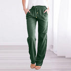 Women's Lightweight Pull-On Trousers – Elastic Waist Straight Leg Pants