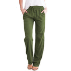 Women's Lightweight Pull-On Trousers – Elastic Waist Straight Leg Pants