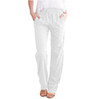 Women's Lightweight Pull-On Trousers – Elastic Waist Straight Leg Pants