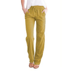 Women's Lightweight Pull-On Trousers – Elastic Waist Straight Leg Pants
