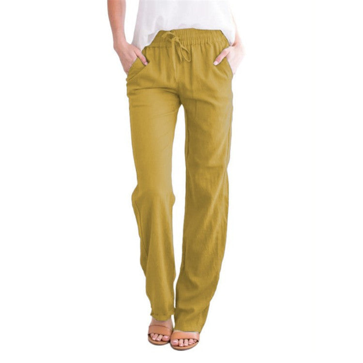 Women's Lightweight Pull-On Trousers – Elastic Waist Straight Leg Pants
