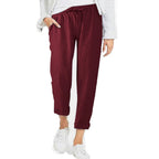 Women's Lightweight Pull-On Trousers – Elastic Waist Straight Leg Pants
