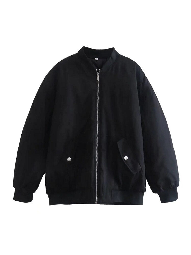 Women's Utility Bomber Jacket – Relaxed Zip-Up Jacket