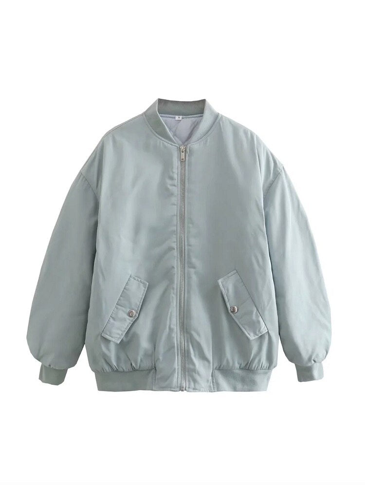 Women's Utility Bomber Jacket – Relaxed Zip-Up Jacket