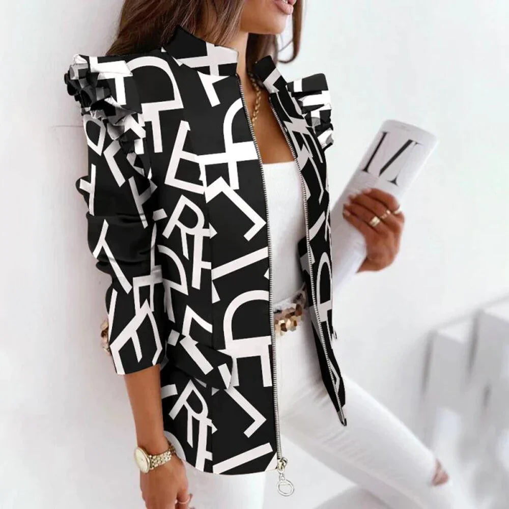 Women's Tailored Blazer – Long Sleeve Single Button Jacket