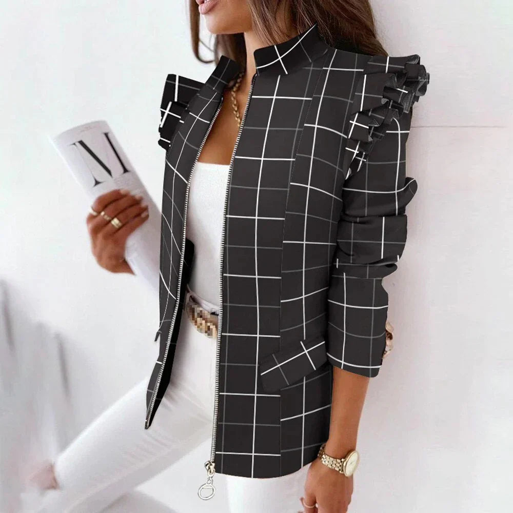 Women's Tailored Blazer – Long Sleeve Single Button Jacket