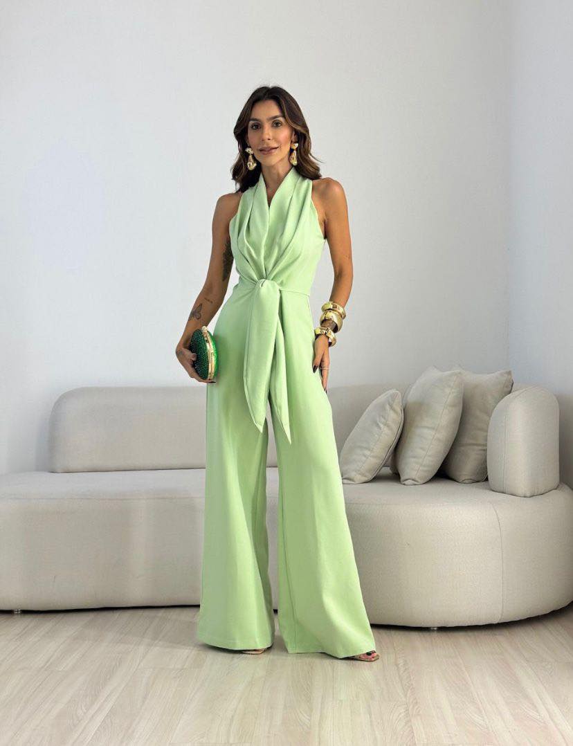 Women's High Waist Wide Leg Jumpsuit – Flowy Evening Occasion Jumpsuit