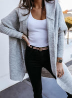 Women's Oversized Hooded Cardigan – Boxy Long Sleeve Cardigan