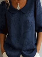 Women's Floral Print Blouse – Flowy Crew Neck Statement Blouse