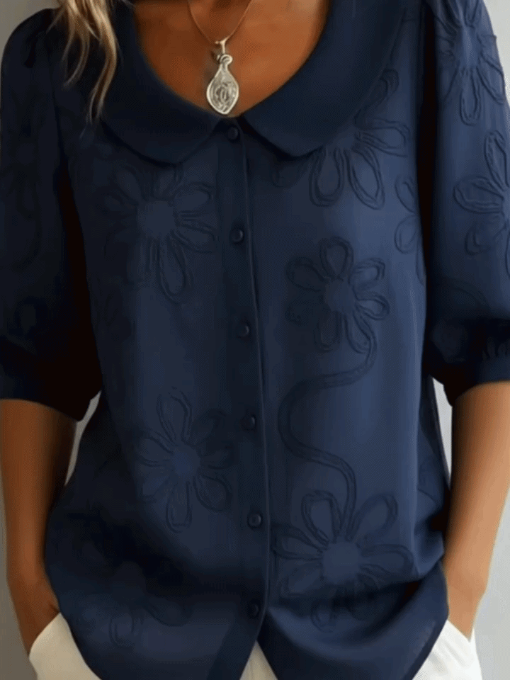 Women's Floral Print Blouse – Flowy Crew Neck Statement Blouse