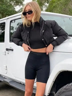 Women's Boxy Puffer Jacket – Cropped Quilted Winter Jacket