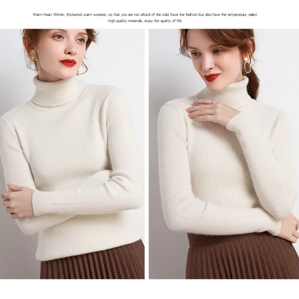 Women's Turtleneck Sweater – Classic Roll Neck Winter Sweater