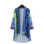 Women's Boho Patchwork Cardigan – Oversized Open Front Pocket Cardigan