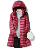 Women's Lightweight Puffer Coat – Removable Hood Longline Jacket