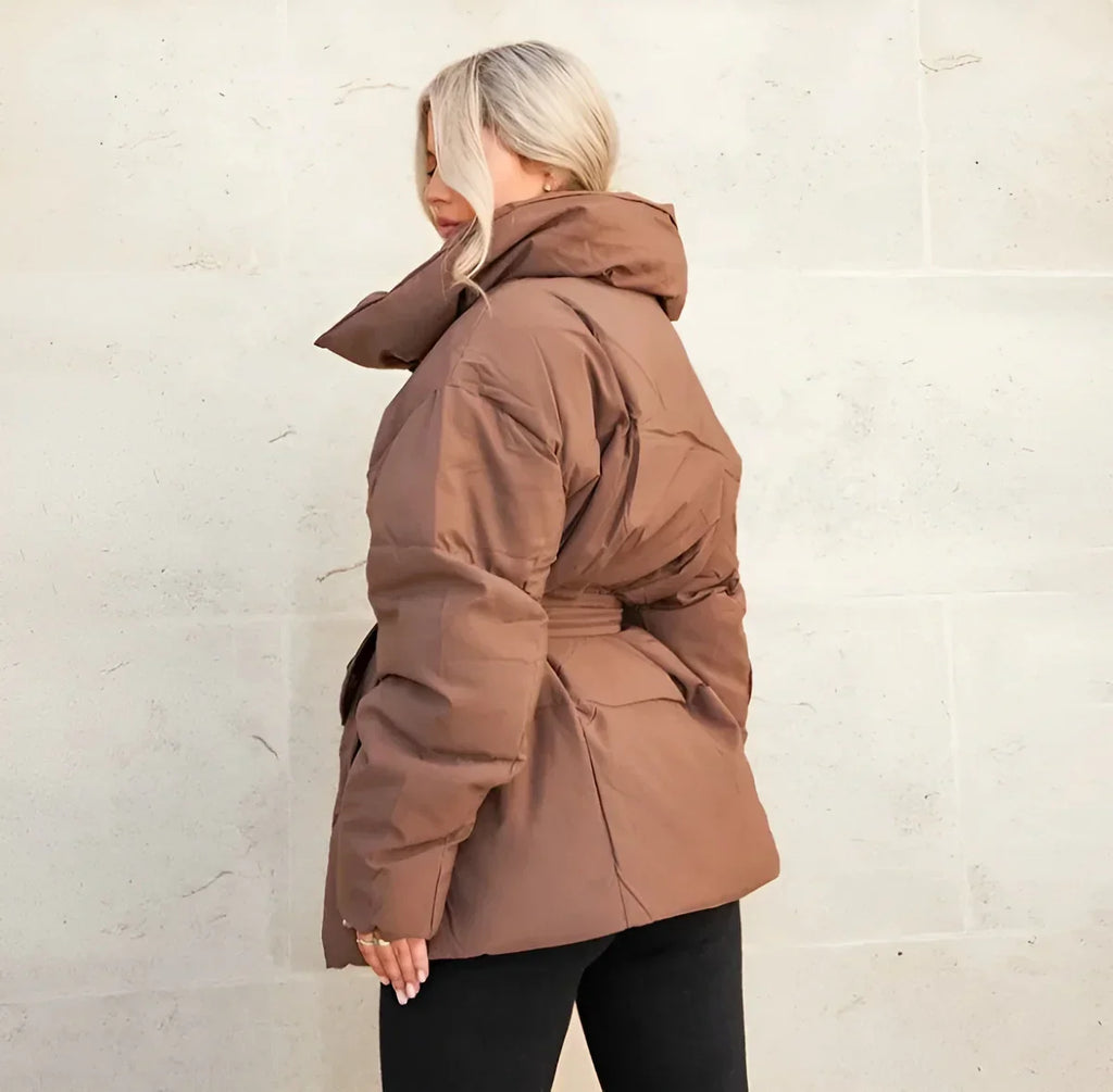 Women's Belted Puffer Coat – Quilted Longline Winter Parka