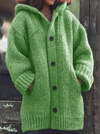 Women's Longline Hooded Cardigan – Loose Fit Open Front Cardigan