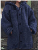 Women's Longline Hooded Cardigan – Loose Fit Open Front Cardigan