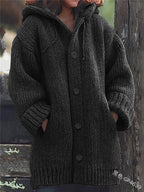 Women's Longline Hooded Cardigan – Loose Fit Open Front Cardigan