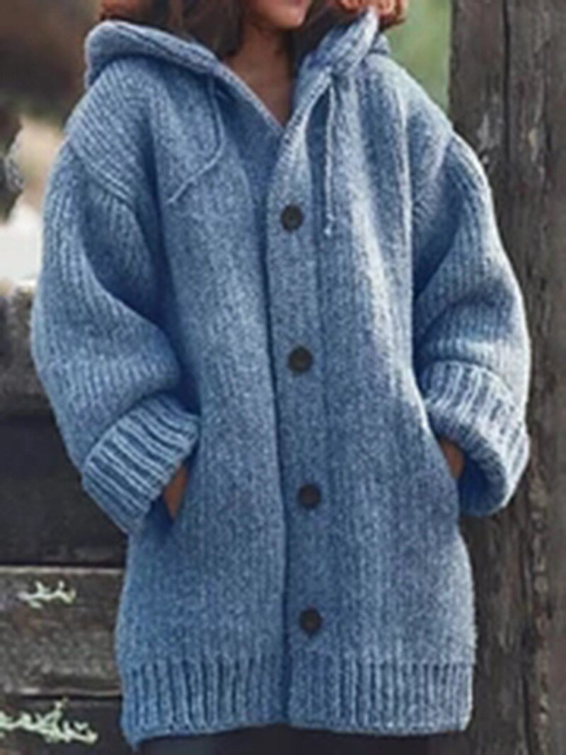Women's Longline Hooded Cardigan – Loose Fit Open Front Cardigan