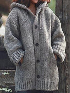 Women's Longline Hooded Cardigan – Loose Fit Open Front Cardigan