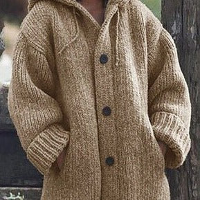 Women's Longline Hooded Cardigan – Loose Fit Open Front Cardigan