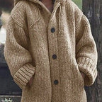 Women's Longline Hooded Cardigan – Loose Fit Open Front Cardigan