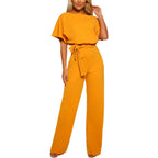 Women's Round Neck Jumpsuit – Relaxed Long Leg Occasion Jumpsuit