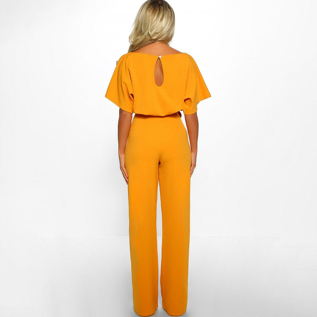 Women's Round Neck Jumpsuit – Relaxed Long Leg Occasion Jumpsuit