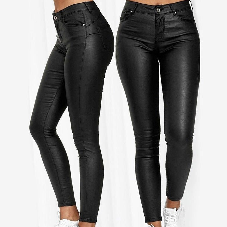 Women's High Waist Jeggings – Faux Leather Leggings