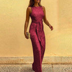 Women's Glitter Jumpsuit – Sparkle Sleeveless Formal Party Jumpsuit