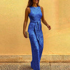 Women's Glitter Jumpsuit – Sparkle Sleeveless Formal Party Jumpsuit