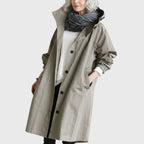 Women's Long Raincoat – Hooded Water-Repellent Coat